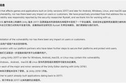 敦促开发者尽快更新！Unity披露重大漏洞：影响2017年后所有游戏