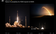 马斯克又成了：猎鹰9号火箭完成2025年第150次发射