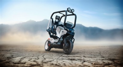 宝马发布全新纯电概念摩托：自带防护笼 骑行无需戴头盔