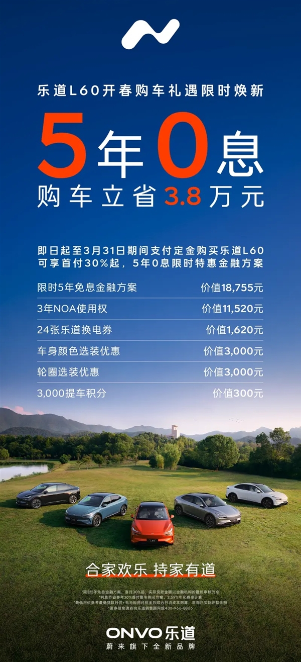 乐道电池灵活升级服务正式上线:3月购车首付30%起 享5年0息优惠