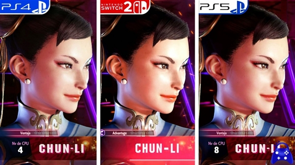 《街头霸王6》PS4、Switch 2、PS5画面对比