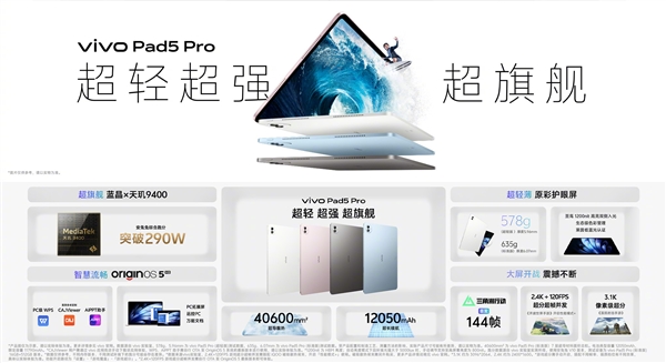 平板首发天玑9400!vivo Pad5 Pro发布:国补价2549.16元起