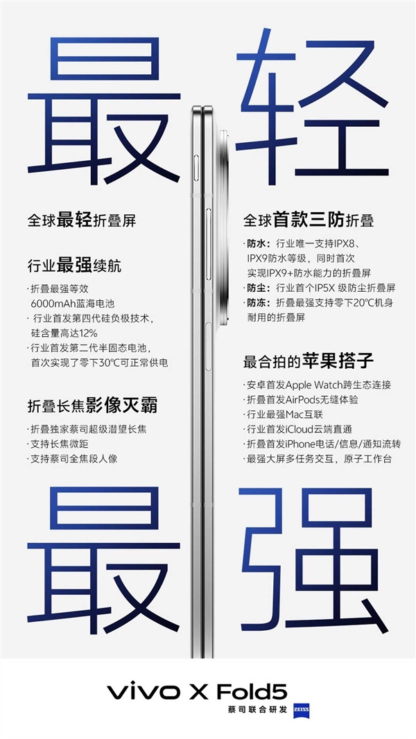 最惊艳大折叠！vivo X Fold5过于轻薄：连完整C口都塞不下了