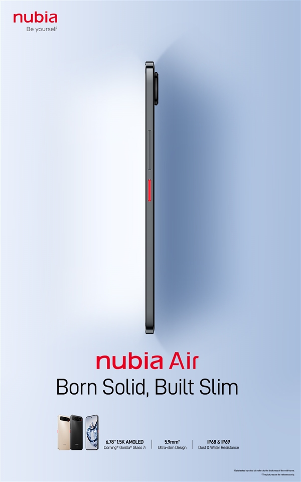 努比亚Air渲染图出炉：5.9mm超薄 对标苹果iPhone 17 Air