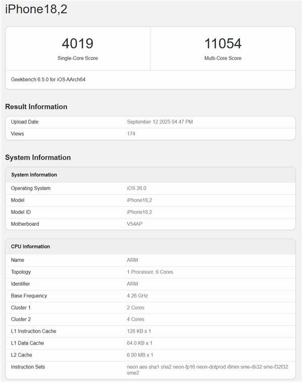 苹果A19 Pro单核成绩突破4000分：史无前例