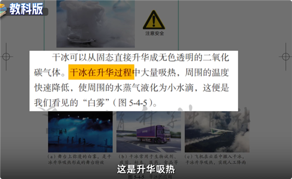 干冰遇水冒白烟真相 原来初中教材的解释是错的