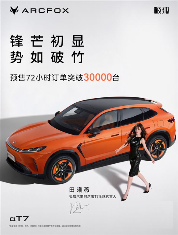13.78万买车长超5米的大SUV！极狐T7预售72小时 订单破3万