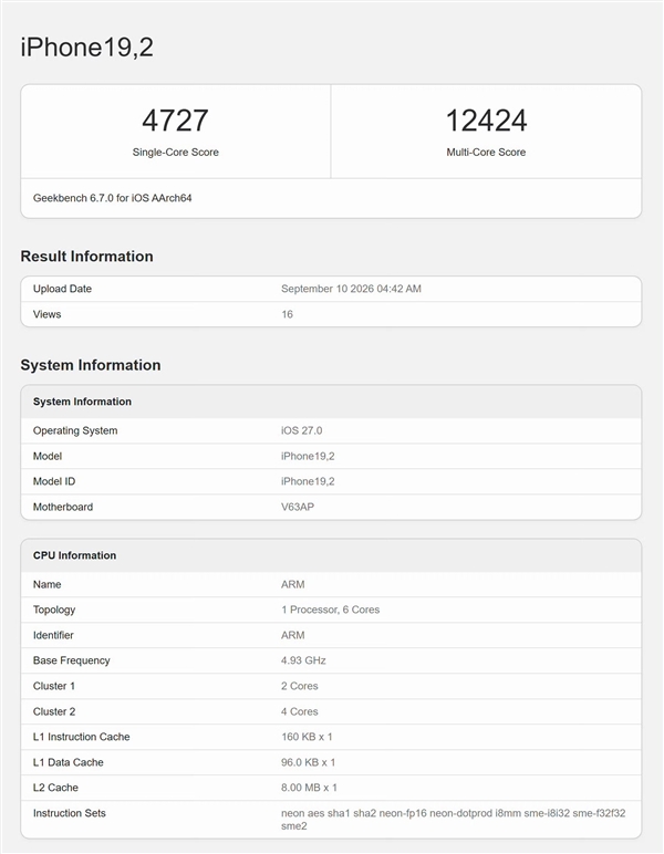 首发A20 Pro!iPhone 18 Pro Max跑分出炉:单核成绩突破4700分 性能无敌