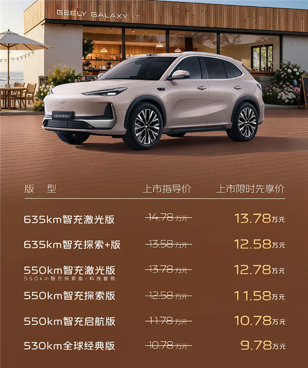 全域800V、6C峰值充电倍率!新款吉利银河E5上市:9.78万起